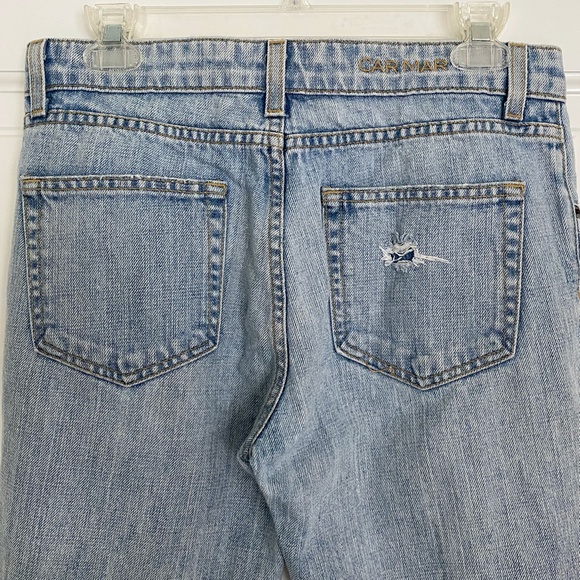 Carmar Mid Rise Straight Leg Distressed Torn Denim Jeans - 26 - Picture 5 of 5